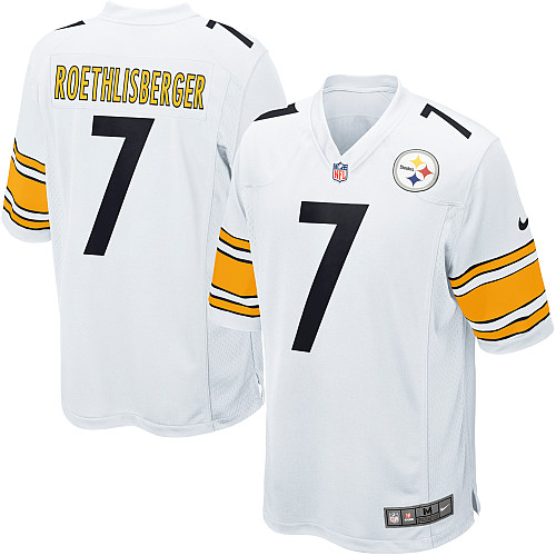 Men's Game Ben Roethlisberger Nike Jersey White Road - #7 NFL Pittsburgh Steelers